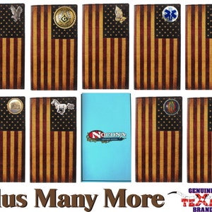 Nocona Classic American Flag Long Wallet Military Mason Fireman Police DTOM, Many More