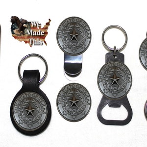 The Lone Star State of Texas, Texas Seal Concho Bottle Opener, Key Fob,  Key Holder, or Money Clip
