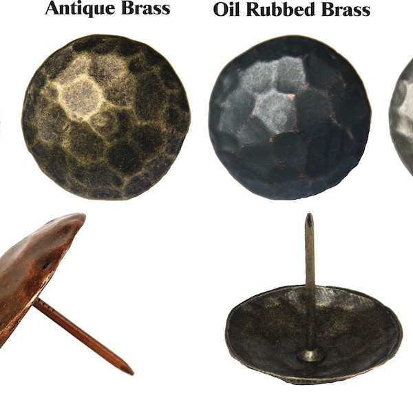 25 Medium Clavos rustic hammered nail heads in Old Silver Antique Brass Copper and Oil Rubbed Brass