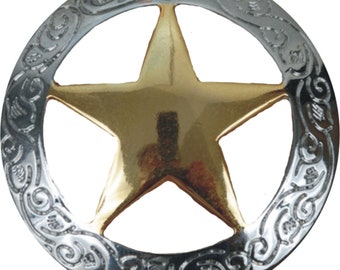 Texas Ranger Star Garland Concho 1 1/2 Diameter with Screw Back