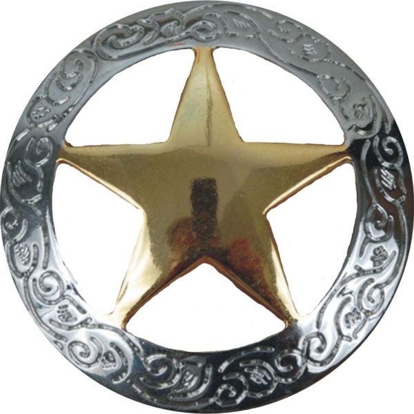 Texas Ranger Star Garland Concho 1 1/2 Diameter with Screw Back