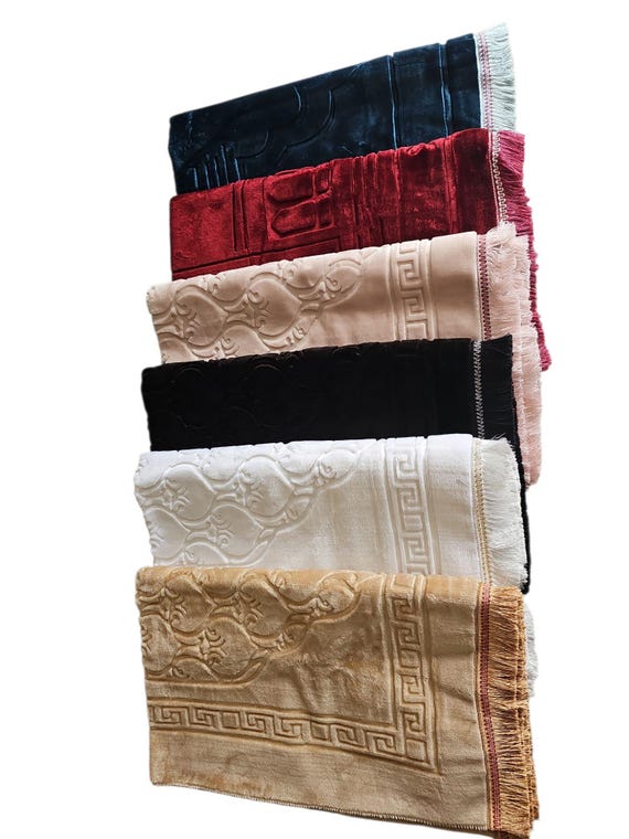 Thick Fluffy Prayer Mat Set: Islamic Sejadah Rug with Tasbeh