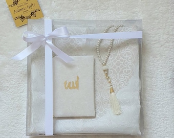 Islamic Gift Set: Prayer Mat, Yaseen Book, Pearl Tashbih