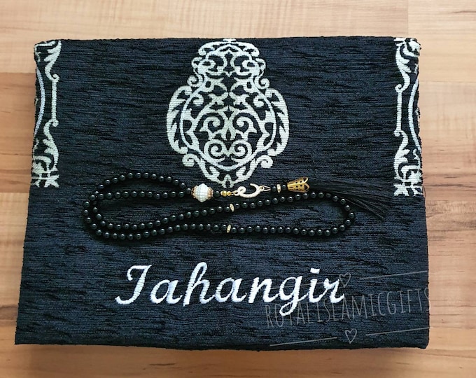 Personalized Prayer Velvet Kaaba Mat | Custom Islamic gift | Muslim Gift Set | Personalized Sejadah | Janamaz Islamic Wedding Gift,Salah Mat