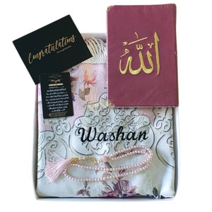 Personalized Prayer Mat, Prayer Rug Islam Muslim Ramadan Gift Set, Islamic Gift, Quran Tasbih Gift, Eid Gift, Birthday Gifts, Ameen Favors