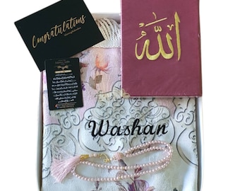 Personalized Prayer Mat, Prayer Rug Islam Muslim Ramadan Gift Set, Islamic Gift, Quran Tasbih Gift, Eid Gift, Birthday Gifts, Ameen Favors