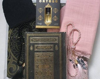 Personalized Islamic Gift Set: Prayer Mat, Quran, Tasbeeh, Oud