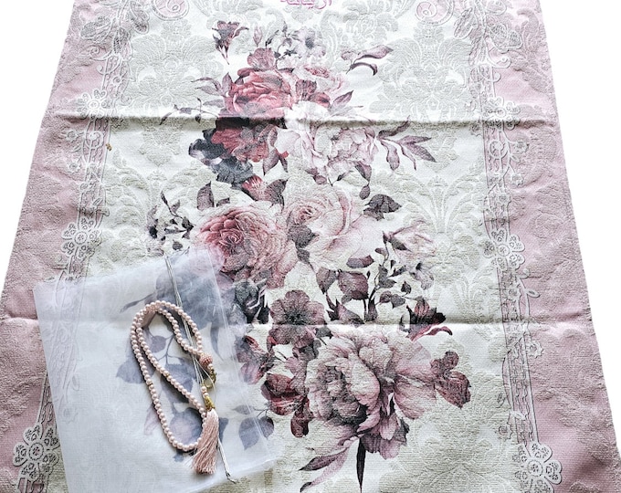 Personalized Floral Prayer Mat Gift Set: Islamic Eid Ramadan Gift