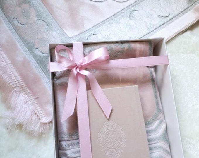 Custom Quran Gift Set: Personalized Prayer Rug, Islamic Gift
