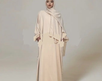 Hooded Abaya | Prayer Dress | Prayer Abaya with Hooded  Hijab prayer dress | Muslim woman dress | One piece prayer islamic woman dress