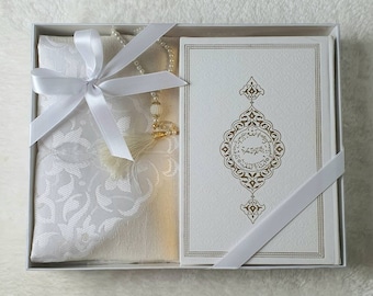 Faux Leather Quran Gift Set | Islamic Muslim gift | Quran gift | Religious Books | Qur'an Al-Kareem | Prayer mat gift | Uthmani Script Book