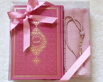 A4 Quran Book Set: Cotton Shawl & Prayer Rug - Islamic Gift