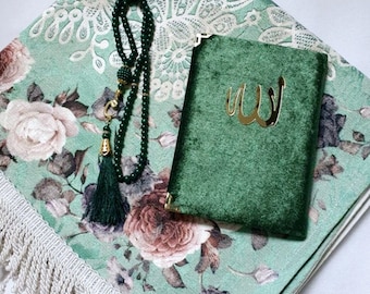 Personalized Islamic Gift Set: Prayer Mat, Quran, Tasbeh