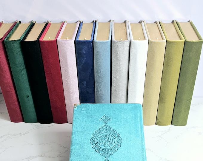 Velvet Qur'an Al-Kareem | Holy Quran Book | Arabiq Language Uthmani Script Kuran, Best Father's Gift for him | Salah Gift, Muslim Quran Book