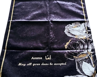 Personalized Embroidered Prayer Mat Gift Set: Islamic Tasbih, Woven Rug