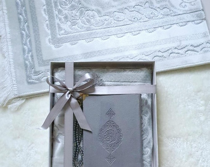 Customized Thick Prayer Quran Gift, Islamic Muslim Gift Umrah Hajj Ramadan Gift Custom Fathers Day Mom Present Personalized rug Quran set