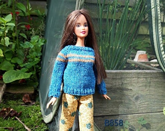 gebreide poppentrui met bijpassende broek voor poppen als Barbie