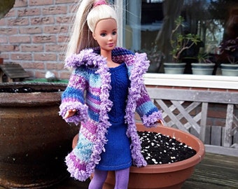 Jas, rok, top en legging voor poppen van 23,5 cm zoals Barbie