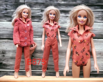 vest met capuchon, broek en bodyblouse voor poppen als Barbie