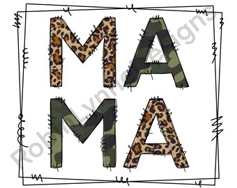 Mama camo and leopard print, Png Sublimation Digital Download