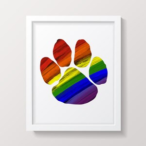 Rainbow Paw Print Pet Remembrance Art Printable
