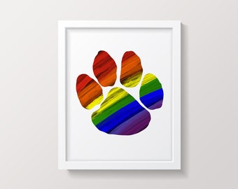 Rainbow Paw Print Pet Remembrance Art Printable