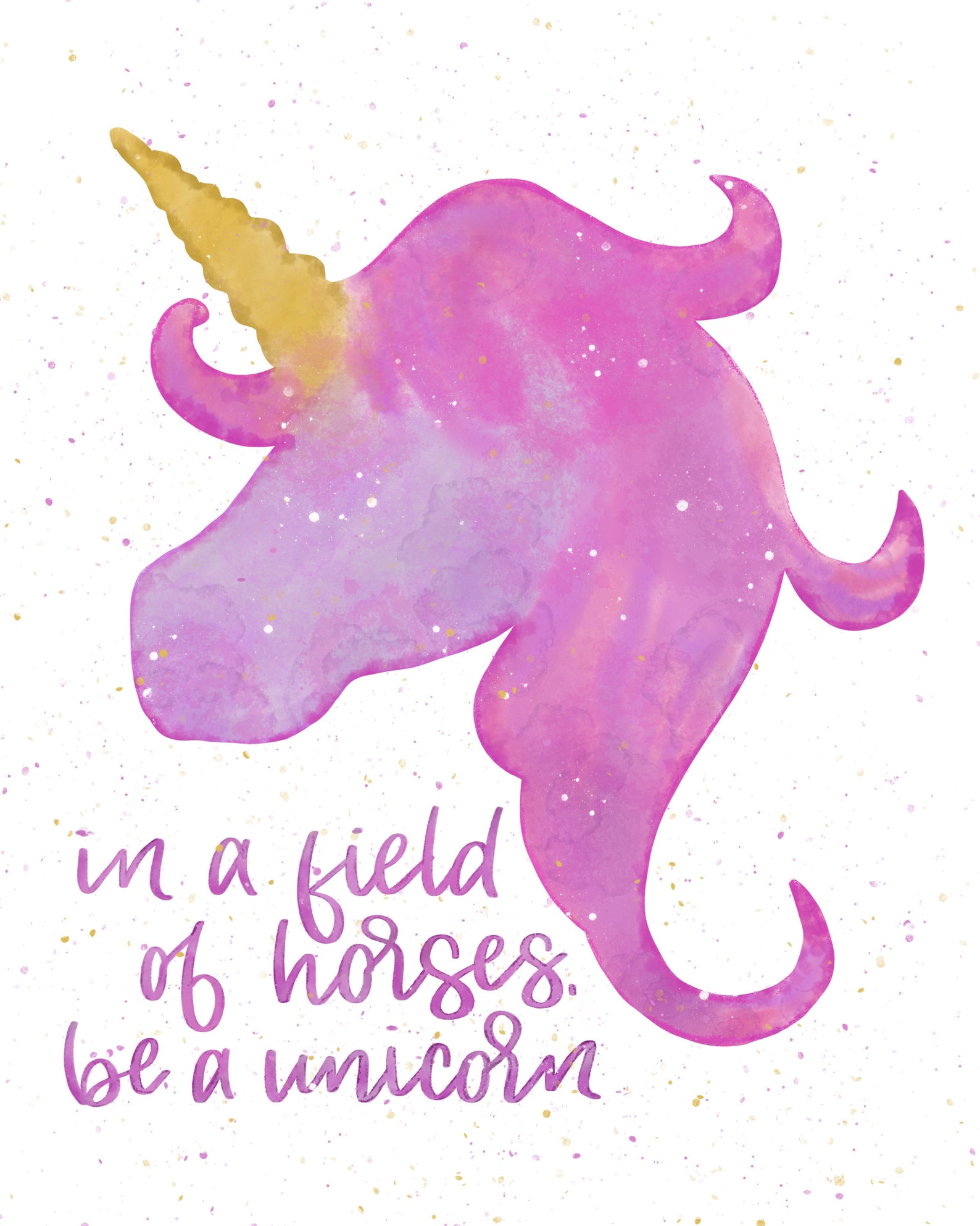 Watercolor Be a Unicorn Digital Print - Etsy