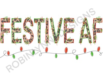 Festive AF leopard with lights holiday Christmas Png Sublimation Digital Download