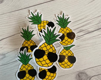 Cool Sunglasses on Pineapple Sticker, Tropical, Summer, Beach, DieCut Sticker, Waterbottle sticker, Vinyl Sticker, Laptop sticker