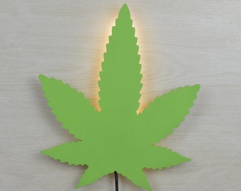 Lámpara de pared Cannabis. Iluminación Hoja Marihuana,  decoración personalizada. Iluminación para decoración del hogar.