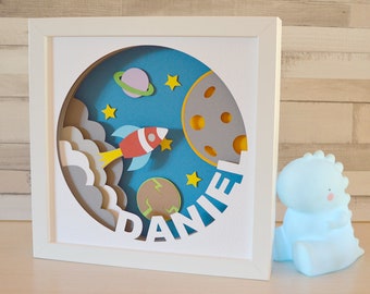 Cuadro Infantil, Regalo Infantil Personalizado, Decoración Infantil, Cuadros de Niños, Cuadro 3D Infantil, Marco Infantil, Cuadro con Nombre