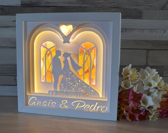 Lámpara Personalizada  Boda, Lámpara de Aniversario,  Lámpara Personalizada, Regalo  Aniversario, Lámpara 3D, Regalos de Boda Personalizados