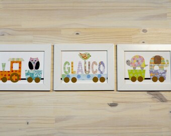 Cornice personalizzata per il baby nursery. Arte della parete dell'asilo nido, regali personalizzati per la doccia del bambino. Set di cornici, regali per bambini, cornice doccia per bambini