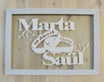 Cuadro Boda, Regalo Boda Personalizado, Cuadro Aniversario, Regalo Novios, Regalo Aniversario Boda, Recuerdo Boda, Cuadro Personalizado Boda