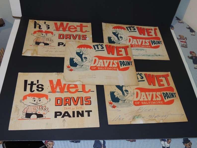 PA Paper Advertising Signs As-Is Lot Of 5 Davis Paint Of Baltimore Schaeffer Hardware Bellefonte