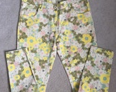 Retro 60s 70s flower power hippy jeans, festival clothing, boho