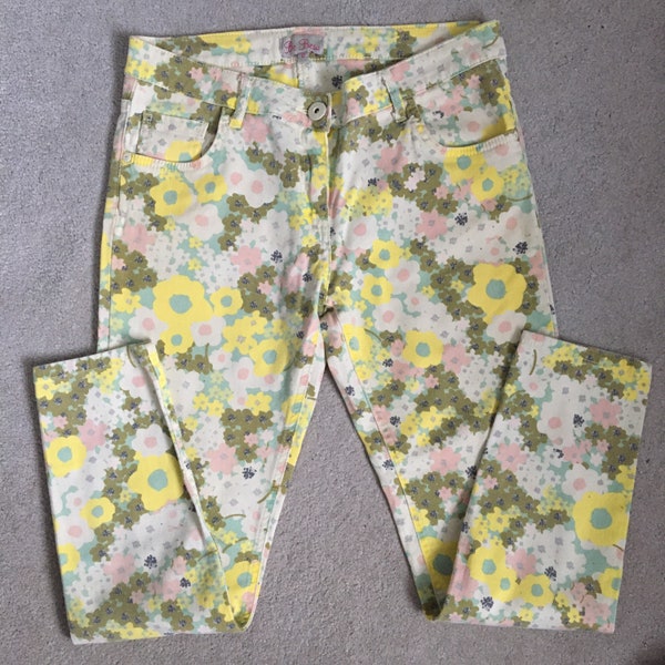 Retro 60s/70s flower power hippy jeans size 12, festival clothes, boho