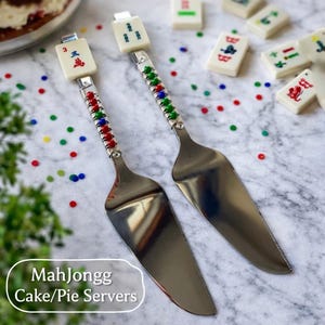 Mahjongg Cake and Pie Servers, wire wrapped and beaded