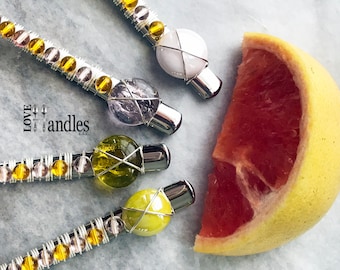 Love Handle Grapefruit Spoons, Czech Glass Bead Wrapped Utensils