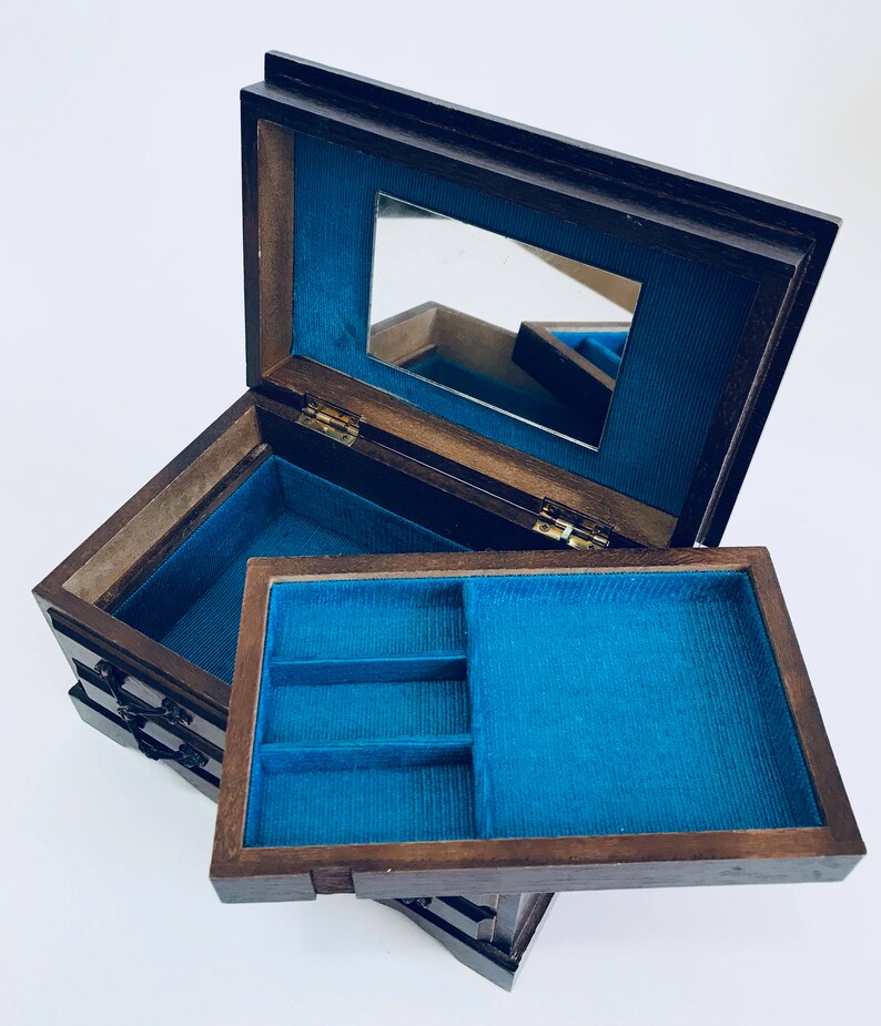 Speak Softly Love Music Wood Jewelry Box Blue Velvet Liner Etsy