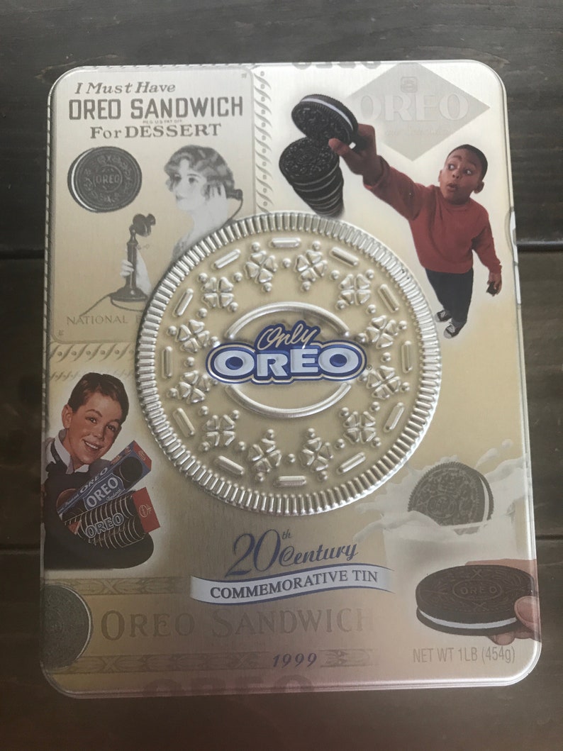 1999 Large Oreo 20th Century Commemorative Tin 8x6 Embossed Oreo Sandwich