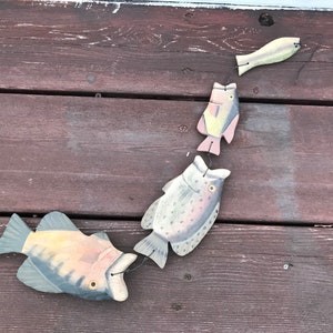Hand Carved Painted Fish Wall Hanging Gift Fisherman Bar Decor Vintage Wood Art