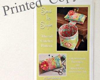 SEW IN STYLE Fadenfänger Schnittmuster -Nähzubehör - Gedruckte Kopie - Nadelkissen Scrap Tasche - Fat Quarter Freundlich - Curry Burger