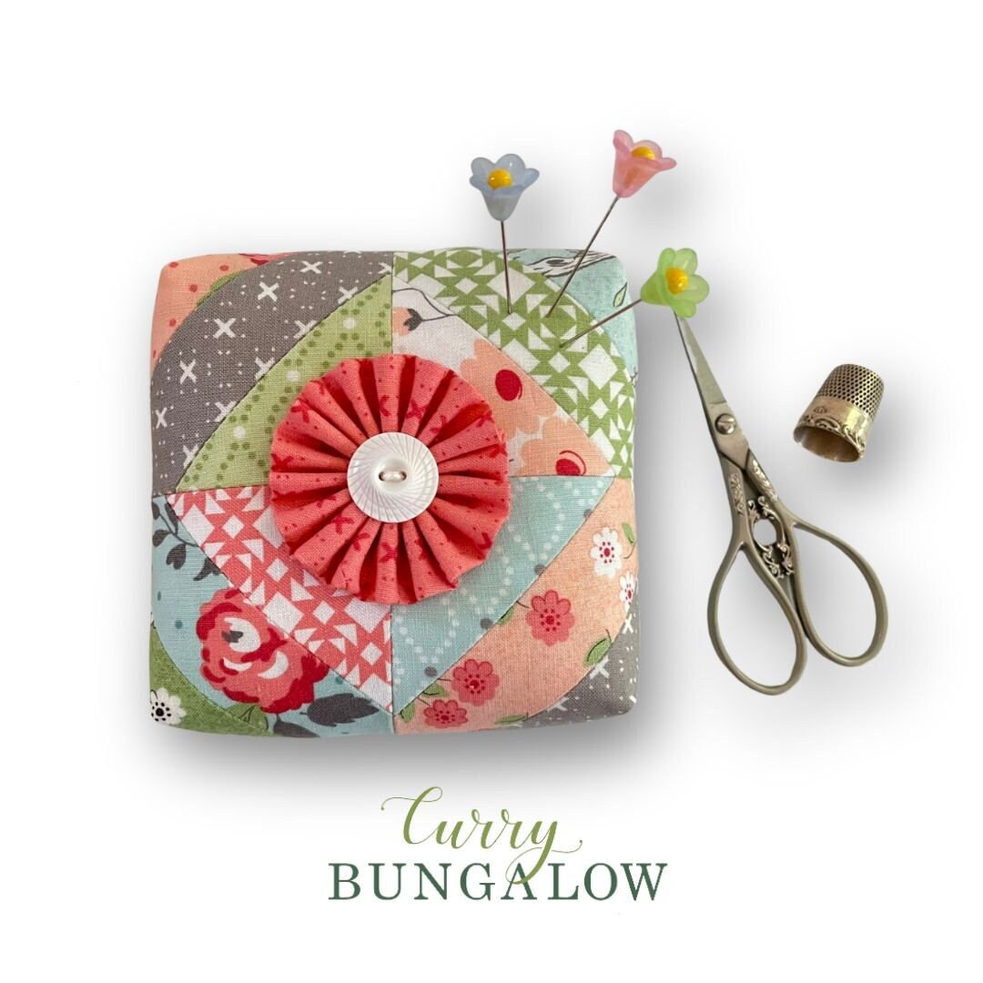 Patchwork Pincushion With Needle Minder, Lella Boutique Fabrics, Filled