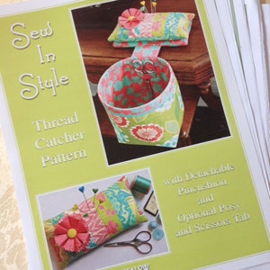SEW IN STYLE Thread Catcher Sewing Pattern, Digital Download, Sewing Accessory, Pincushion Scrap Bag, Fat Quarter Friendly, Curry Bungalow image 4
