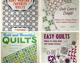 Digital Download Quilt Pattern Bundle - Aunt Martha's Quilt Pattern Booklet Bundle - Vintage Quilt Patterns - Four Booklets - PDF Download