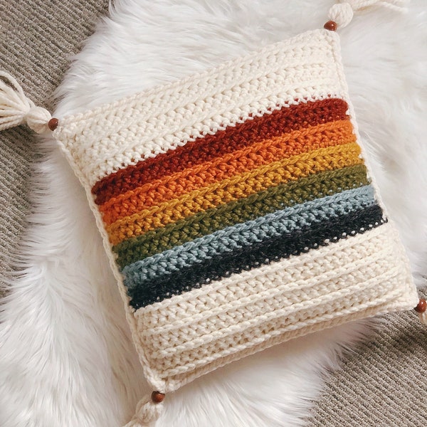 Better Days Pillow | Crochet Pattern PDF | Crochet Pillow Pattern | Crochet Rainbow Pillow | Crochet Home Decor | Crochet Pillow Cover
