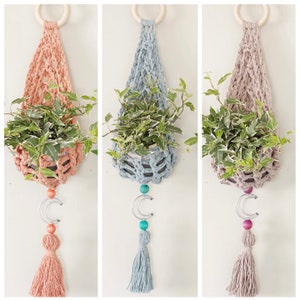Gezellig patroon kabelplanthanger | Haakpatroon pdf | Gehaakte plantenhanger | Handgemaakte plantenhanger | Boho plantenhanger | Hangmand