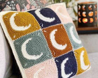 Harvest Moon Pillow | Crochet Pattern PDF | Crochet Pillow Cover | Fall Decor | Crochet Cushion Cover | Crochet Coasters | Crochet Moon