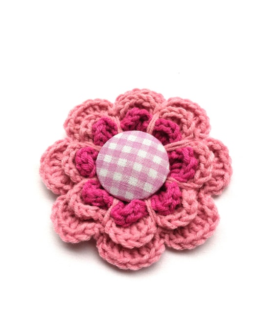 Items similar to Crochet Flower Brooch, Pretty Brooch Pin, Gift for her